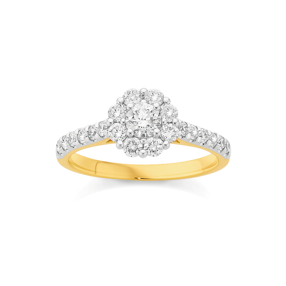 flower gold diamond ring