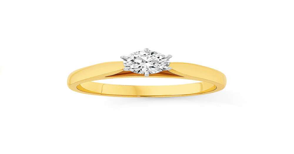 18ct Two Tone Diamond Solitaire Ring | Angus & Coote
