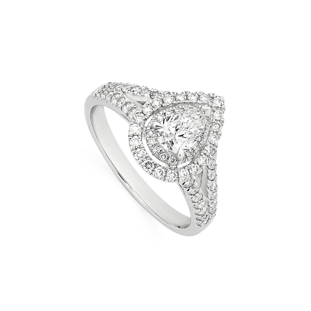 Pear Diamond Solitaire Engagement Ring for Women Crafted in Platinum J