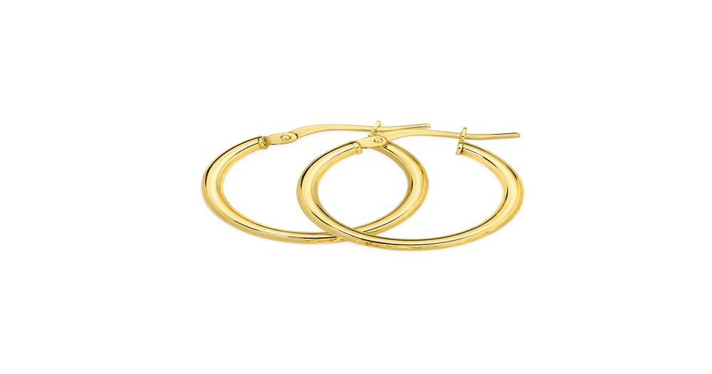 9ct Gold 15mm Hoop Earrings | Angus & Coote