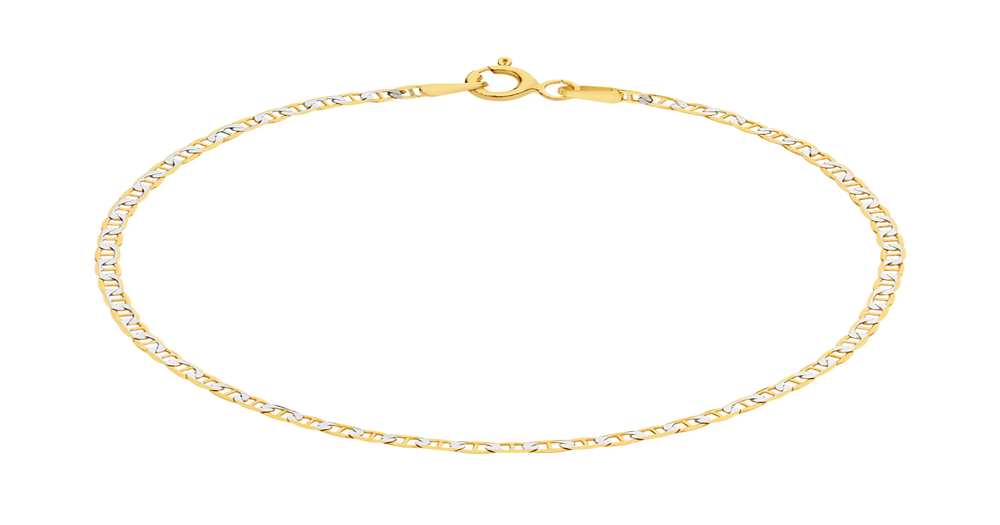 9ct Gold 18.5cm Two Tone Diamond Cut Marine Bracelet | Angus & Coote