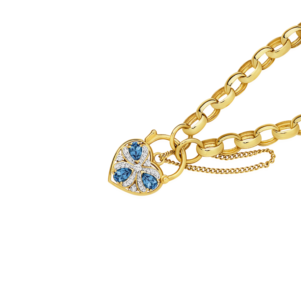 St Louis Blues Blue and Gold Crystal Women's Charm Bracelet