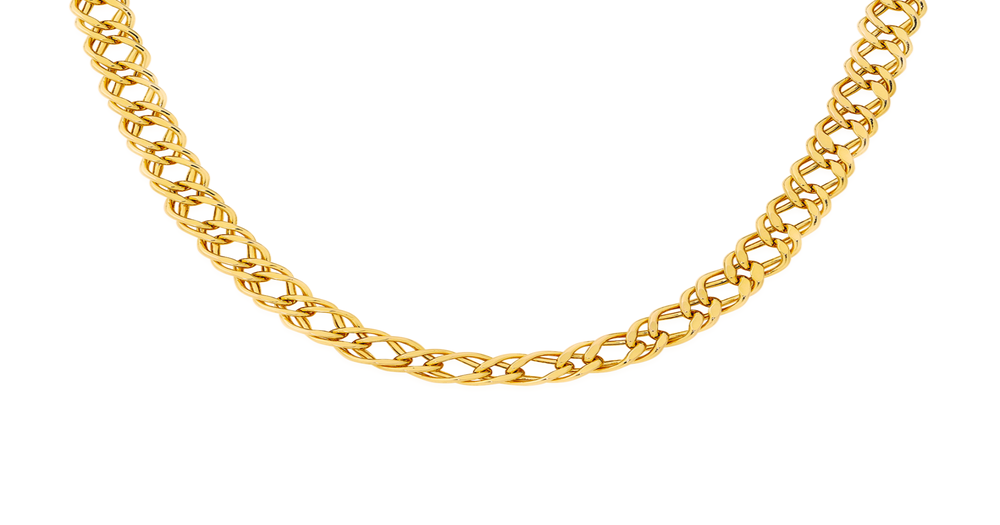 9ct Gold 50cm Hollow Diamond Cut Double Curb Chain Angus And Coote