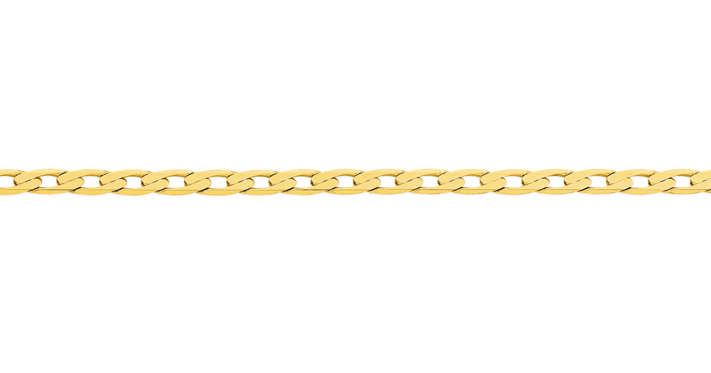 9ct Gold 50cm Solid Bevelled Close Curb Chain Angus And Coote