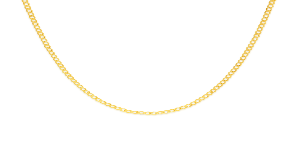 9ct Gold 50cm Solid Diamond Cut Curb Chain Angus And Coote