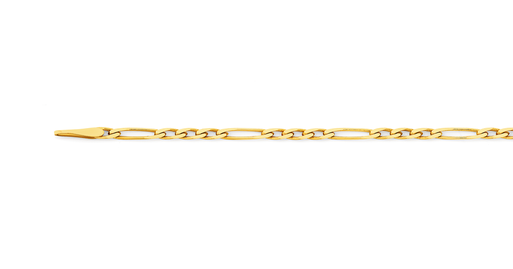 9ct Gold 50cm Solid Figaro 3+1 Chain | Angus & Coote