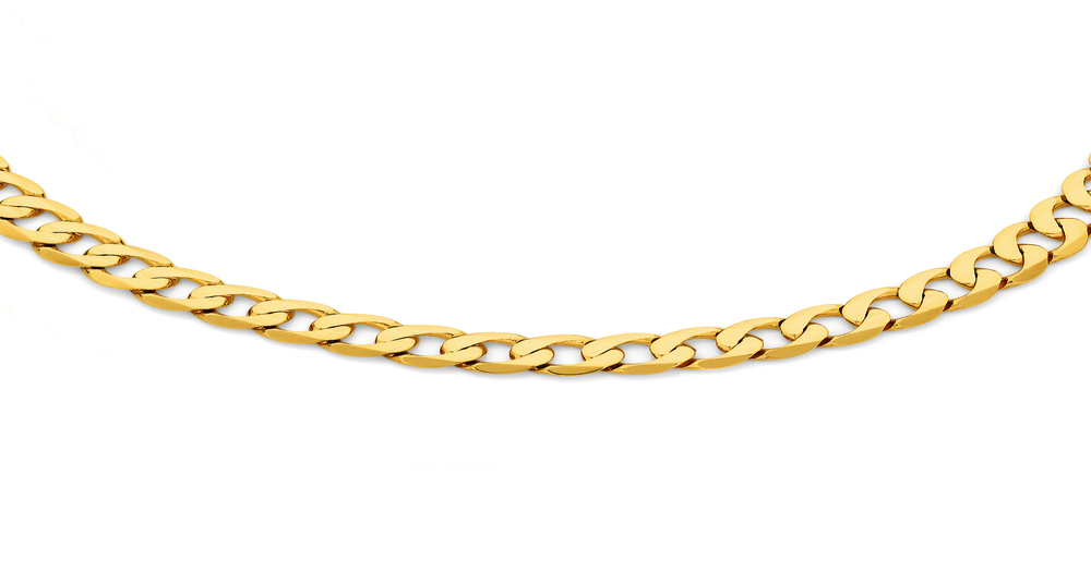 9ct Gold 60cm Solid Bevelled Close Curb Chain | Angus & Coote
