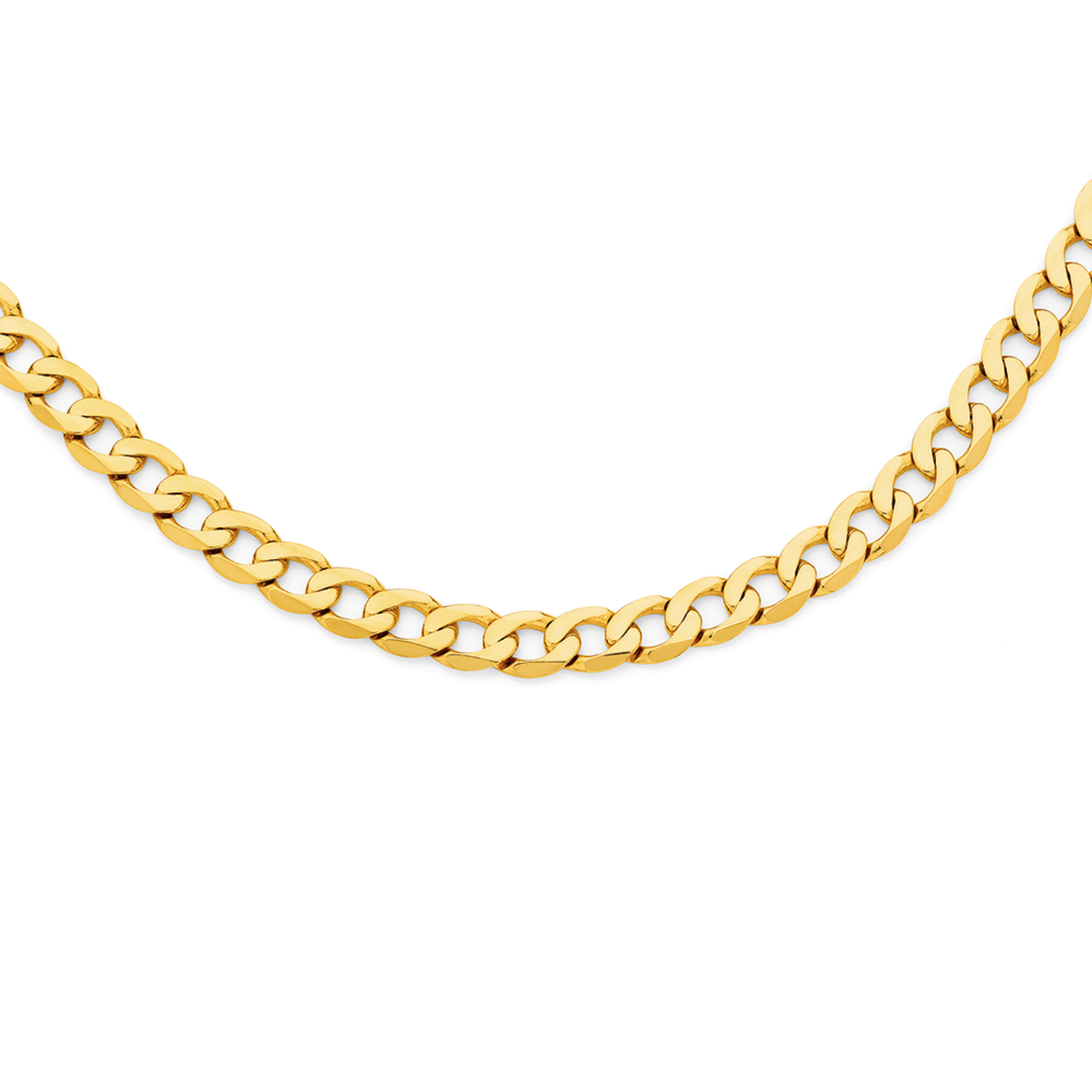 9ct Gold 55cm Solid Bevelled Close Curb Chain | Necklaces | Angus and Coote