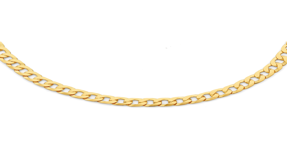 9ct Gold 60cm Solid Bevelled Curb Chain Angus And Coote