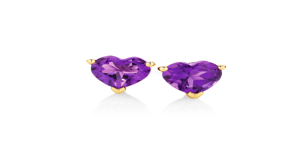 9ct Gold Amethyst Studs in Purple | Angus & Coote