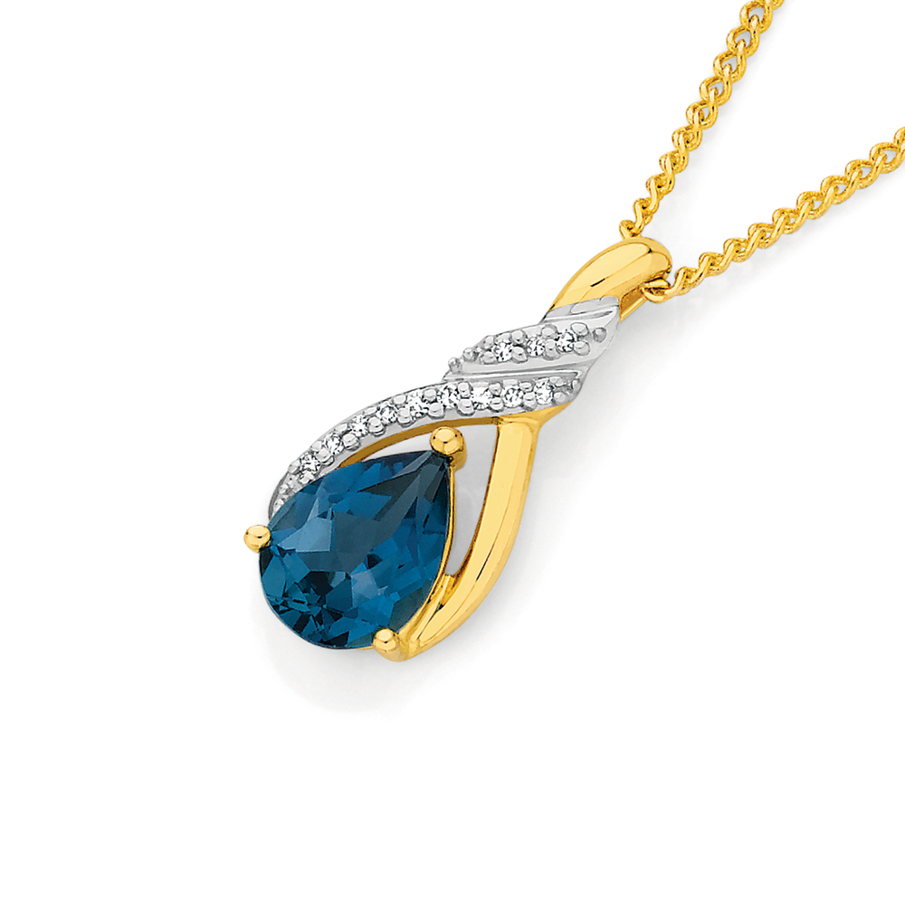 Amazon.com: Blue topaz necklace,Topaz jewelry,Sky blue stone,Gold teardrop  pendant,pear necklace,gold filled, blue topaz necklace,drop necklace :  Handmade Products