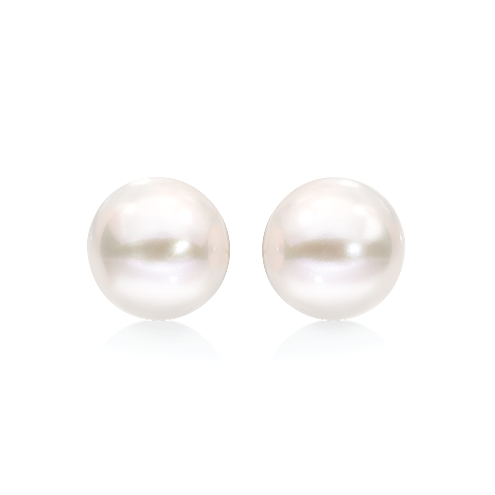 Freshwater Pearl and Diamond Earrings in Gold | KLENOTA
