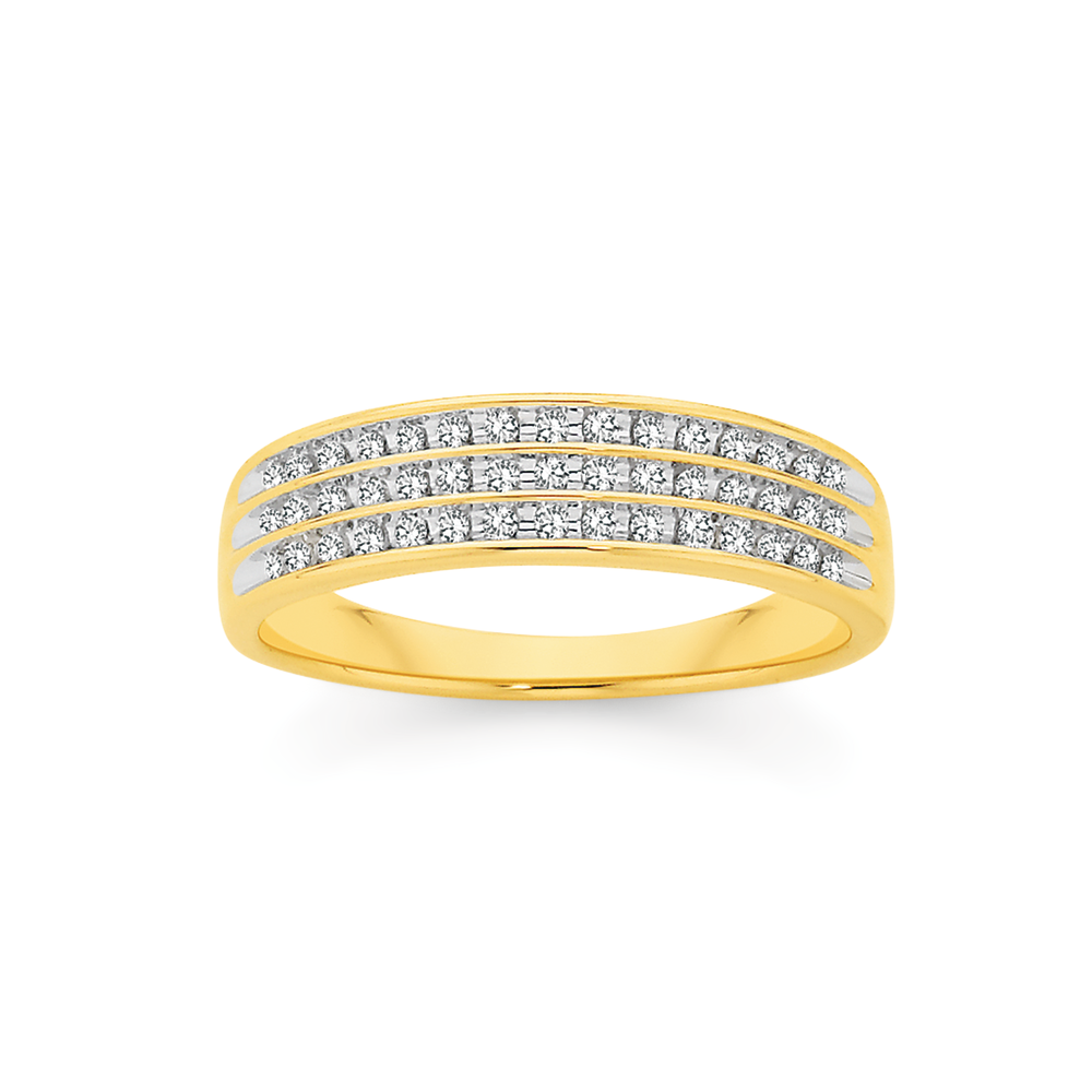 Three row diamond deals band