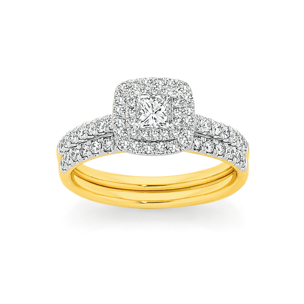 9ct gold diamond bridal set