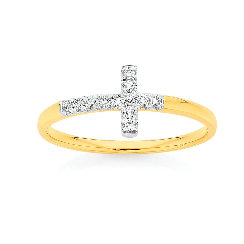 9ct Gold Diamond Cross Ring | Angus & Coote