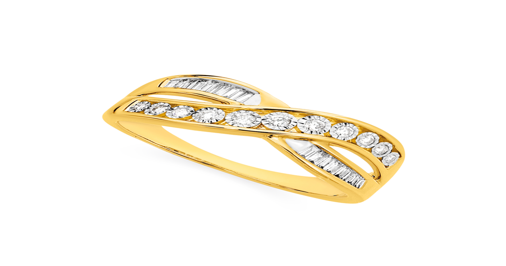 9ct Gold Diamond Crossover Ring | Angus & Coote