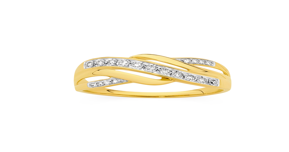 9ct Gold Diamond Crossover Ring | Angus & Coote