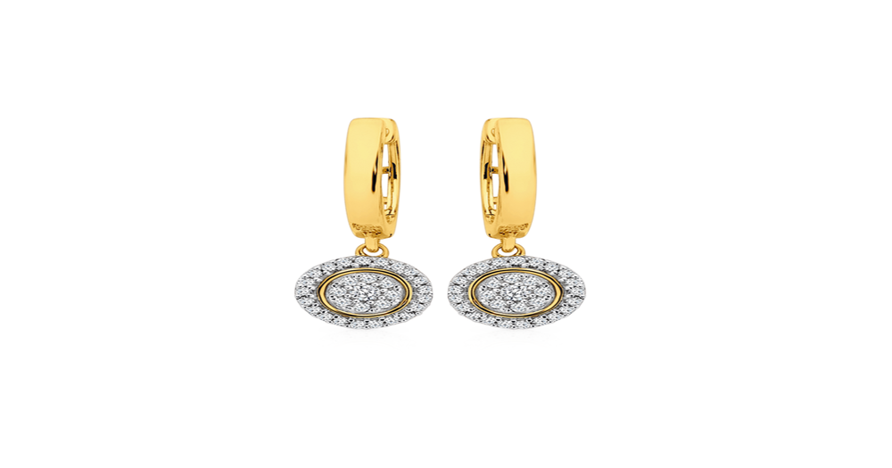 9ct Gold Diamond Drop Huggie Earrings | Angus & Coote