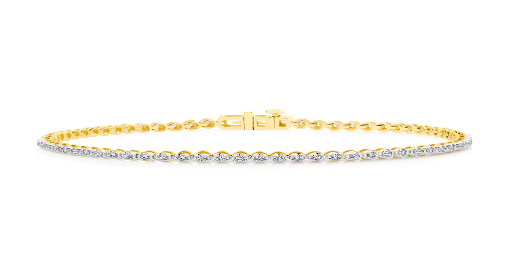 9ct Gold Diamond Fine Tennis Bracelet | Angus & Coote