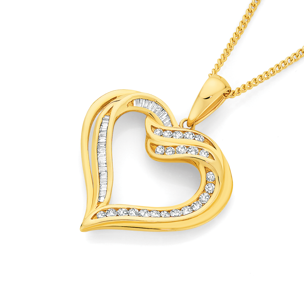 diamond heart gold pendant