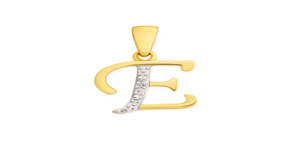 9ct Gold Diamond Initial E Pendant | Angus & Coote