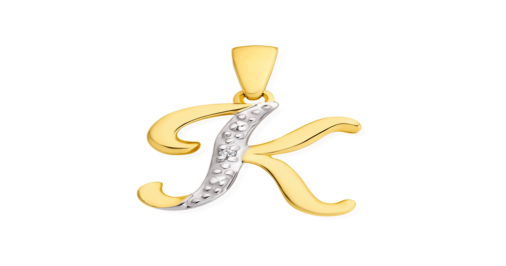 9ct Gold Diamond Initial K Pendant | Angus & Coote