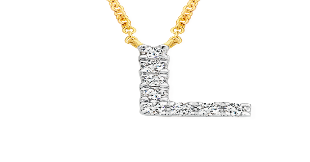 9ct Gold Diamond Initial 'l' Block Necklet | Angus & Coote