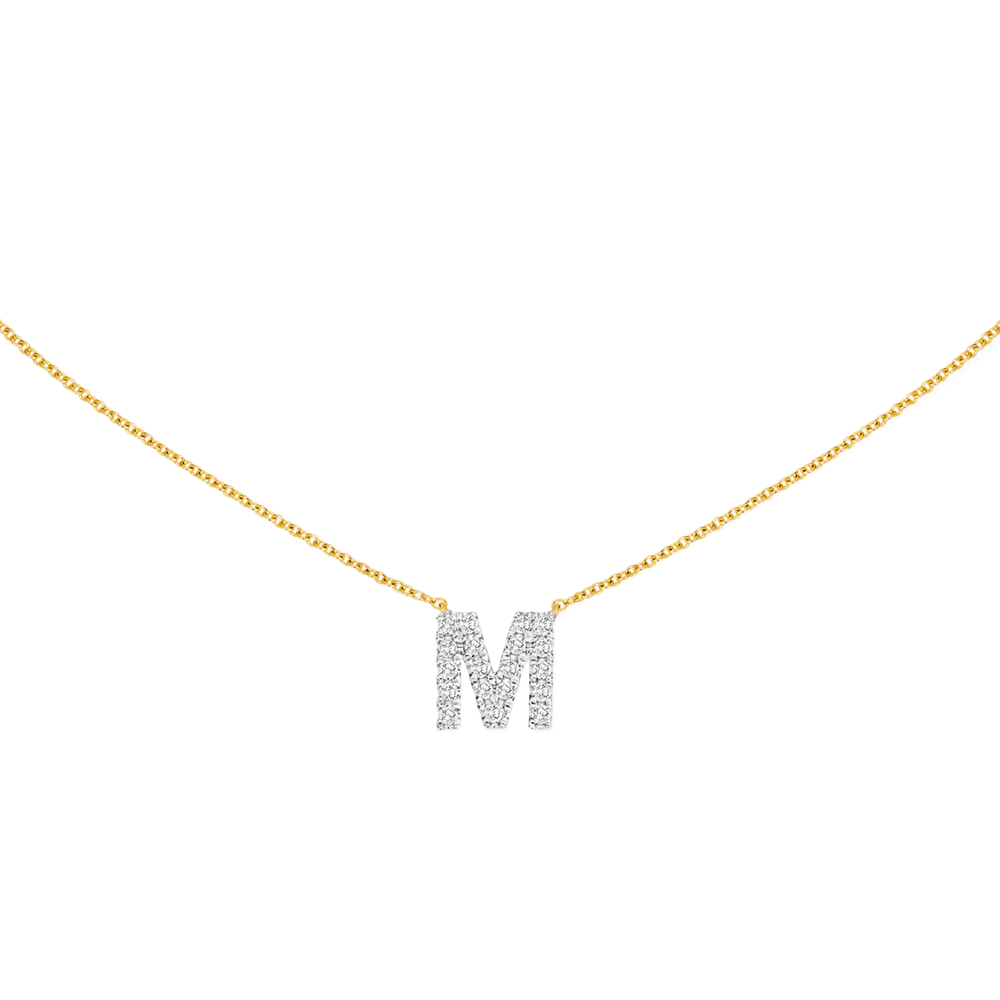 9ct Gold Diamond Initial M Pendant