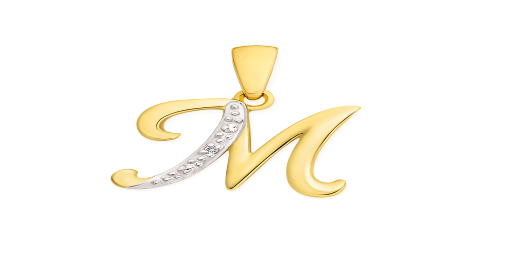 9ct Gold Diamond Initial M Pendant | Angus & Coote