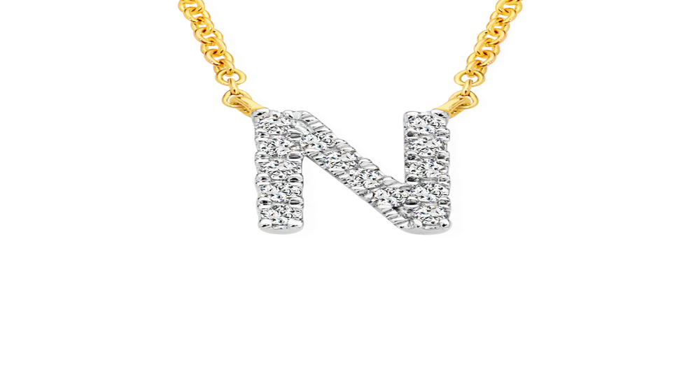 9ct Gold Diamond Initial 'a' Block Necklet