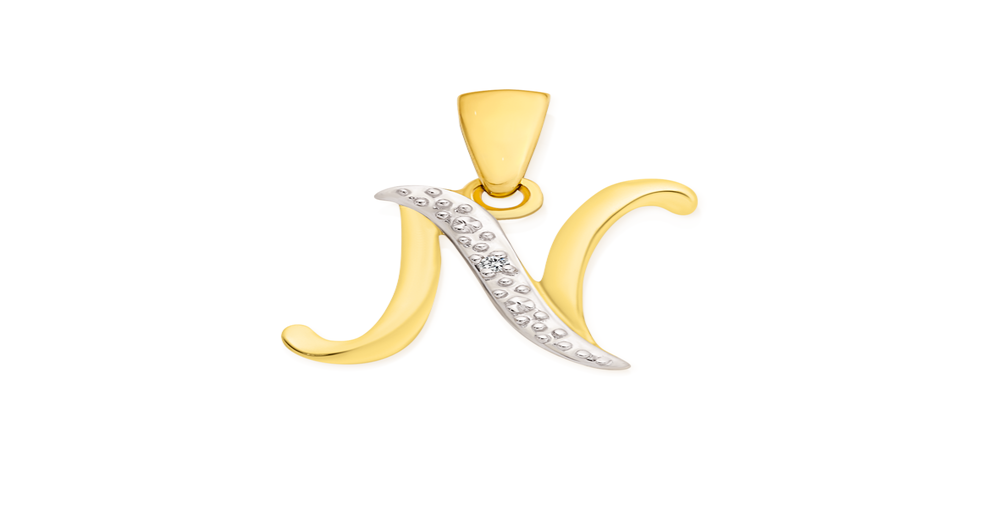 9ct Gold Diamond Initial N Pendant | Angus & Coote