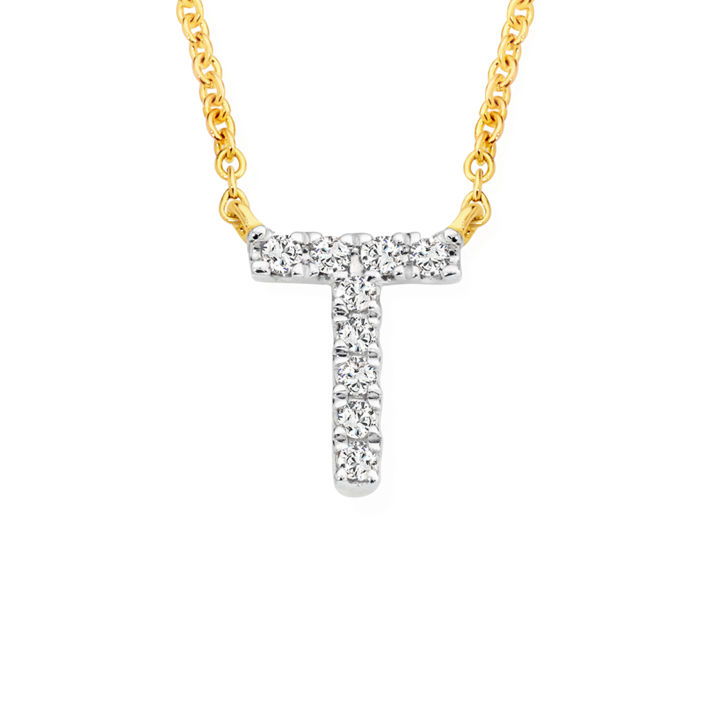 9ct Gold Diamond Initial 'a' Block Necklet