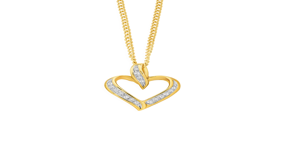 9ct Gold Diamond Open Heart Pendant | Angus & Coote