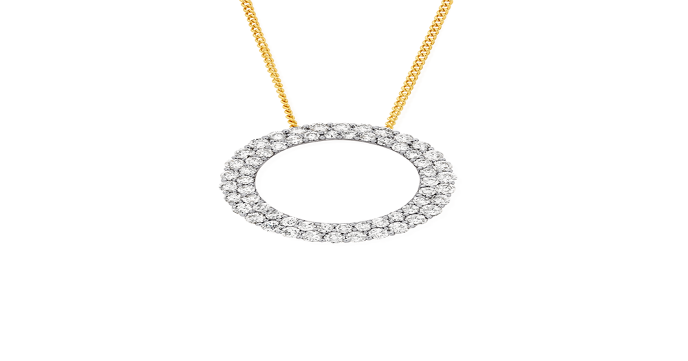 9ct Gold Diamond Pave Circle Pendant | Angus & Coote