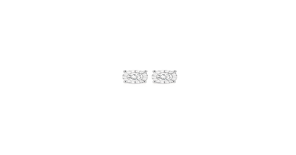 9ct Gold Diamond Round Brilliant Cut Miracle Plate Stud Earrings ...