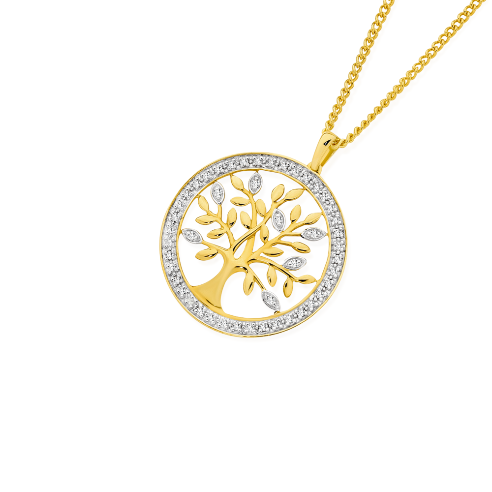 Gold tree of hot sale life necklace with diamonds