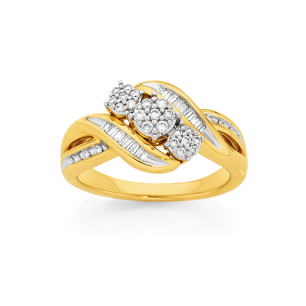 yellow gold diamond swirl ring