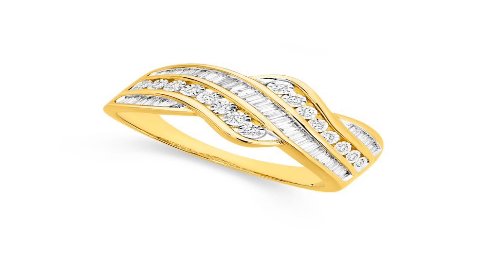 9ct Gold Diamond Wave Ring | Angus & Coote