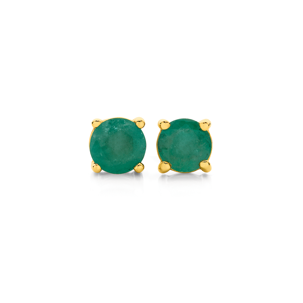 Genuine emerald shop stud earrings