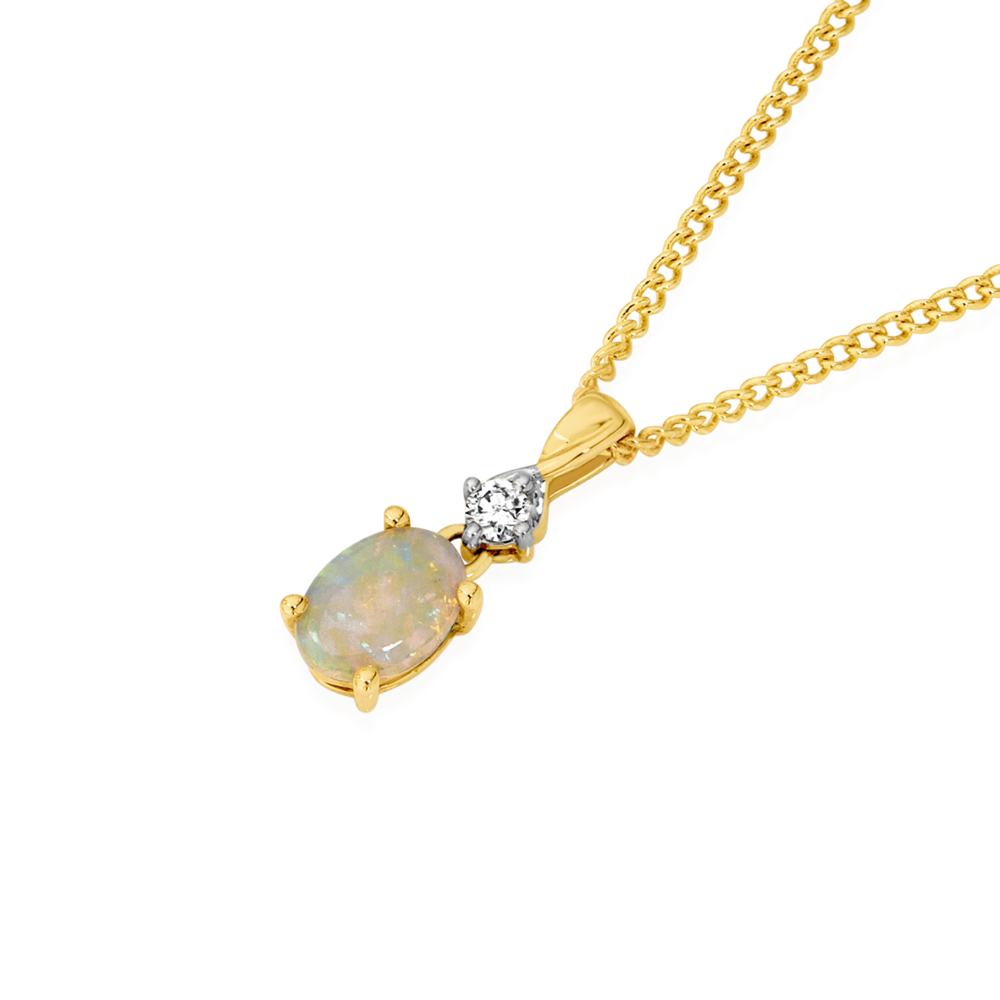 0.05CT DIAMOND & 0.33CT OPAL NECKLACE – Shy Creation