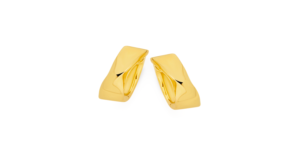 9ct Gold Solid Polished Twist Front Huggie Earring 