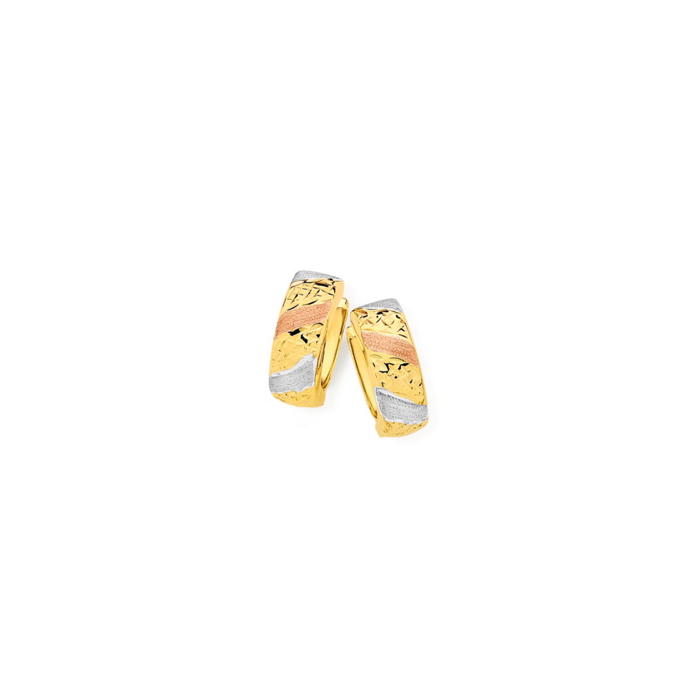 Tri Color Beaten Gold Earrings – PalsaniJewels.com