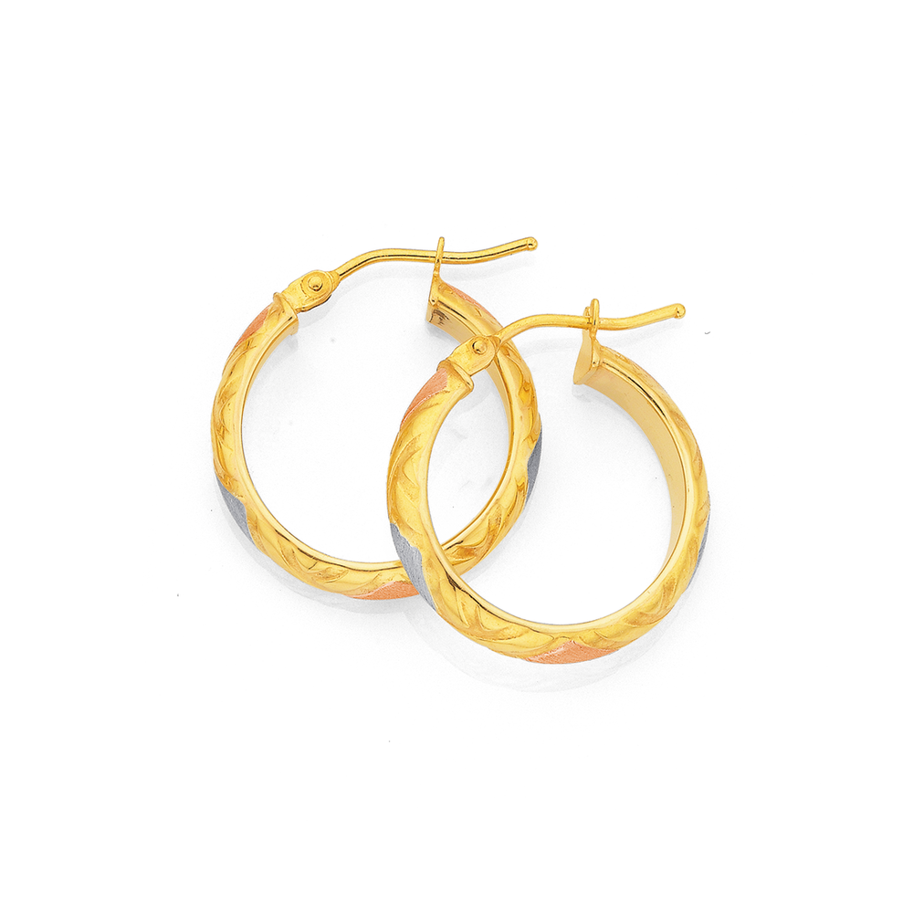 Tri gold hoop deals earrings