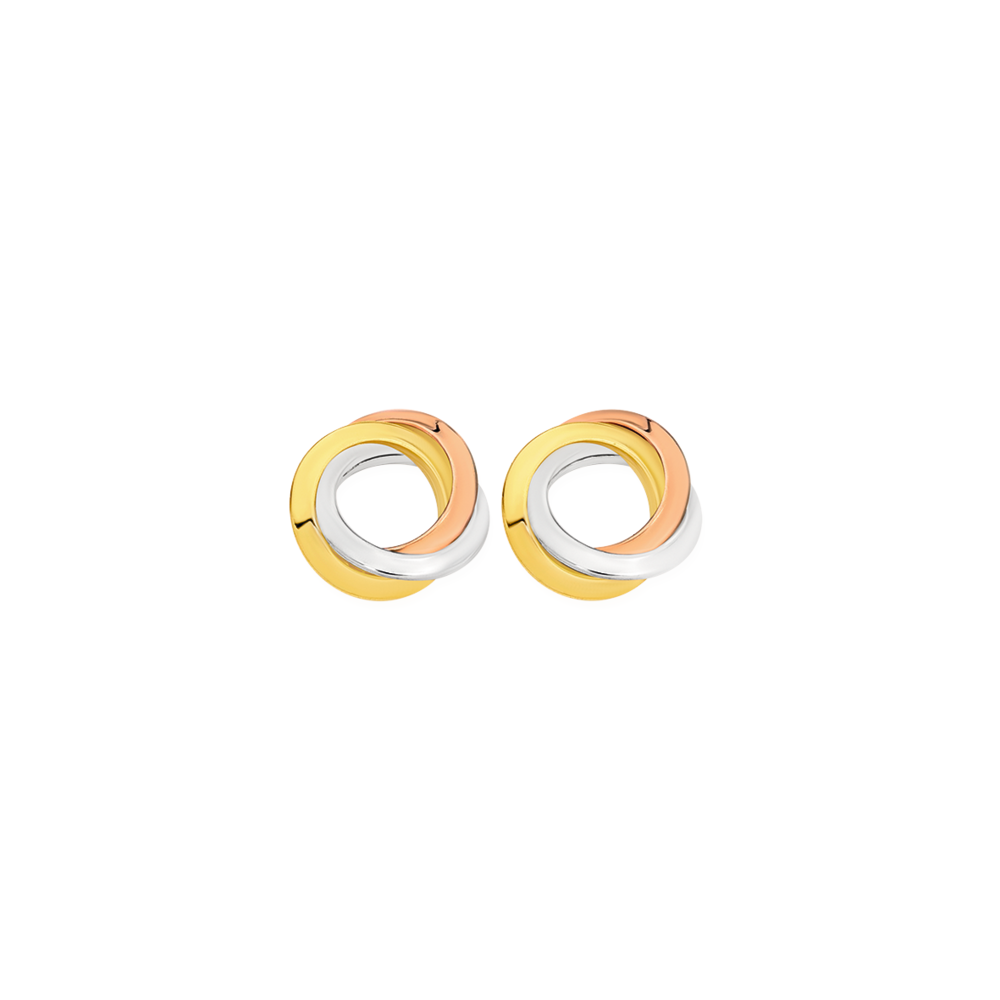 9ct Gold Tri Tone 25mm Triple Hoop Earrings | Prouds