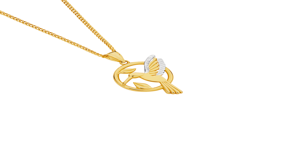 9ct Gold Tri Tone Plaited Circle Pendant