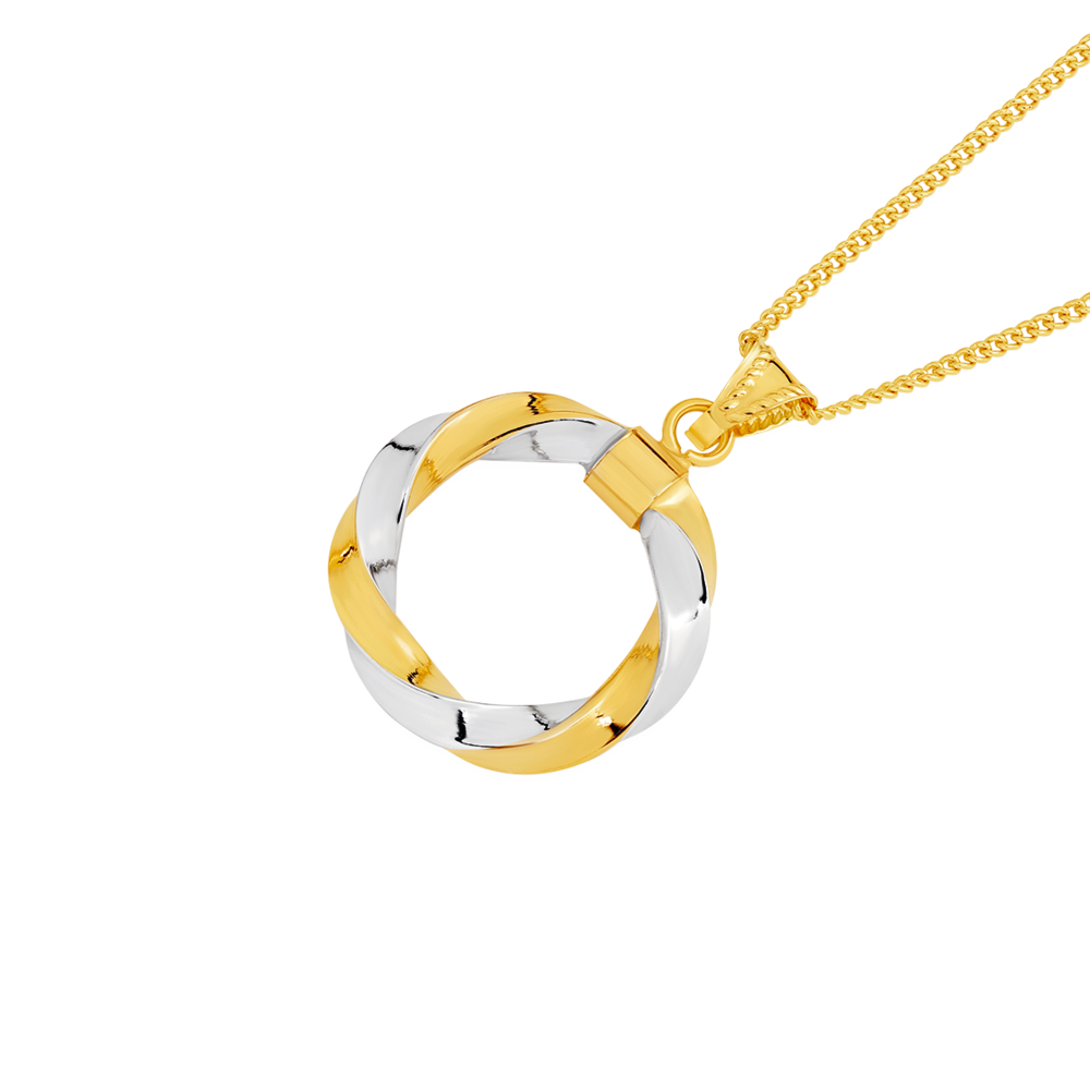 9ct Gold Two Tone Open Square Tube Twist Pendant