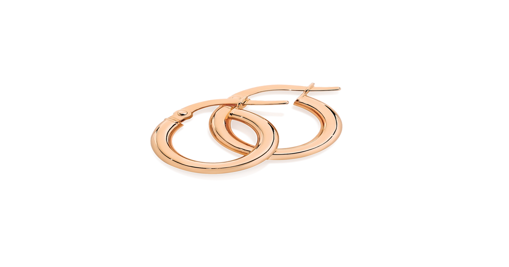 9ct Rose Gold 2.5x10mm Polished Hoop Earrings | Angus & Coote