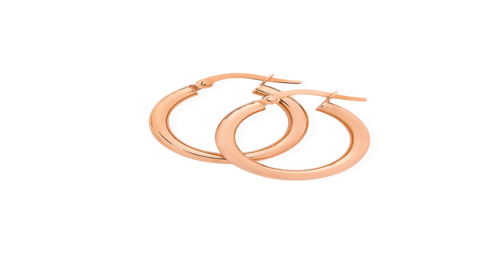 9ct Rose Gold 2.5x15mm Hoop Earrings | Angus & Coote