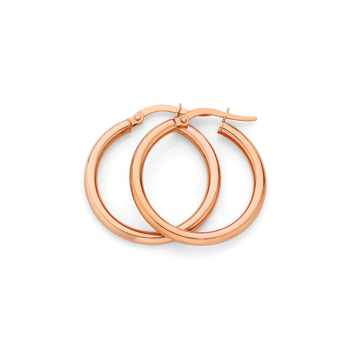 9ct Rose Gold 2.5x20mm Hoop Earrings | Earrings | Angus and Coote