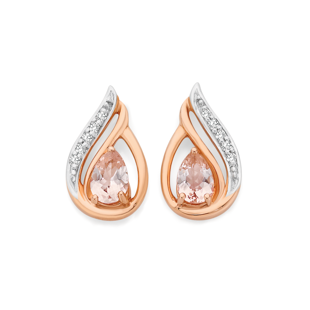 rose gold morganite diamond earrings